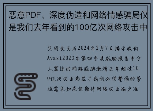 恶意PDF、深度伪造和网络情感骗局仅是我们去年看到的100亿次网络攻击中的一部分。